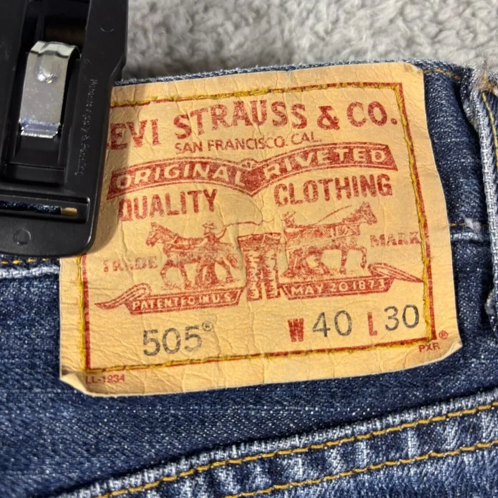 Levi's Regular Fit 40x30 Classic Blue Denim Jeans 505 Straight Leg Casual Wear‎